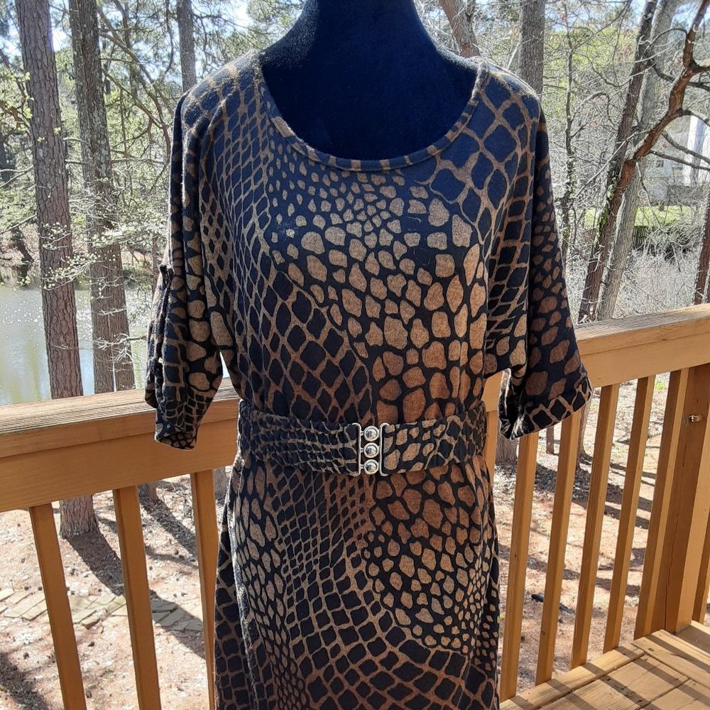 Kupcake - Brown/Black Cow/Diamond Print Dress With Matching Belt